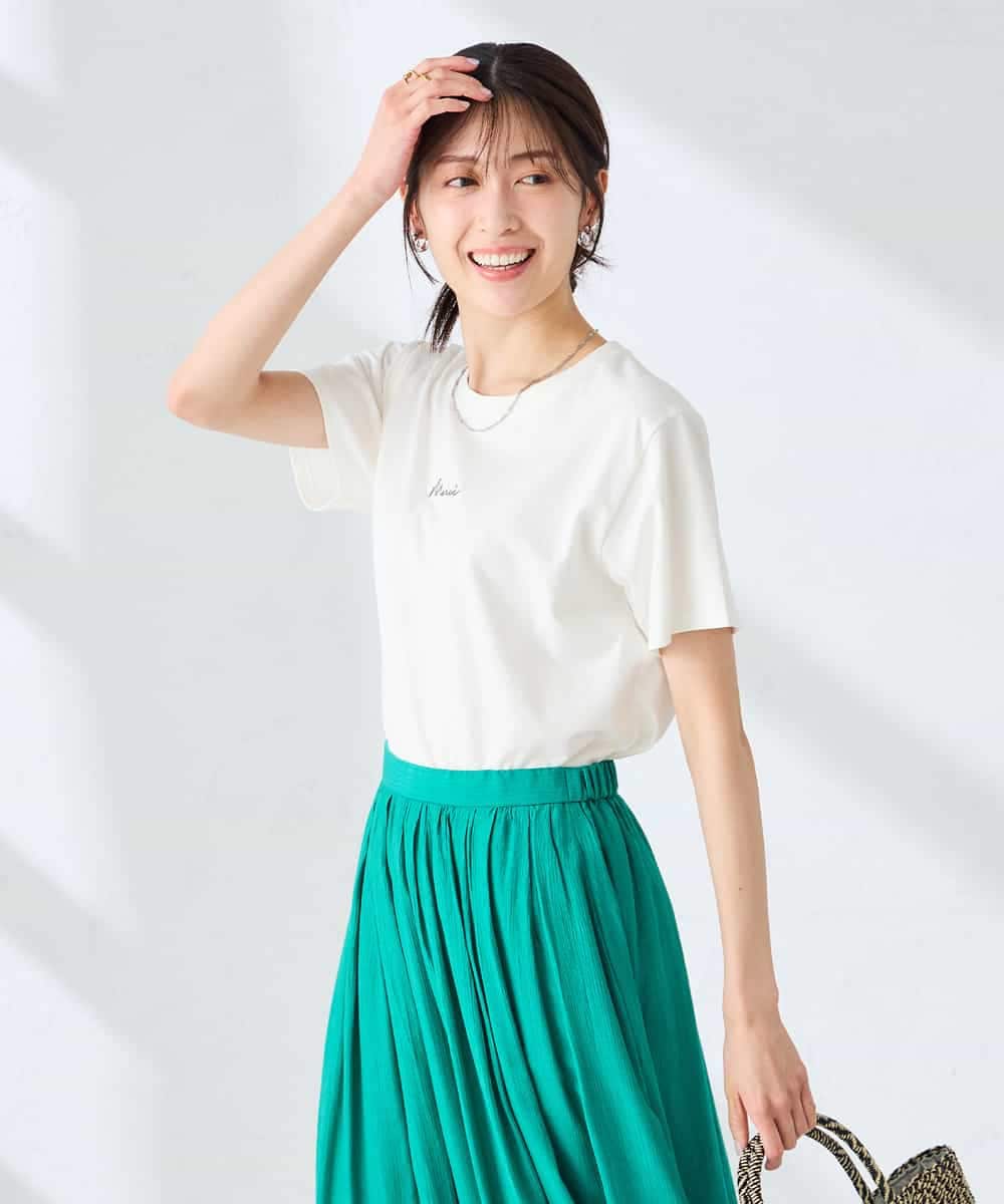 K2KHD54029 a.v.v(アー・ヴェ・ヴェ) 【接触冷感/UVカット/コットン100%】コンパクトロゴTシャツ グレージュ