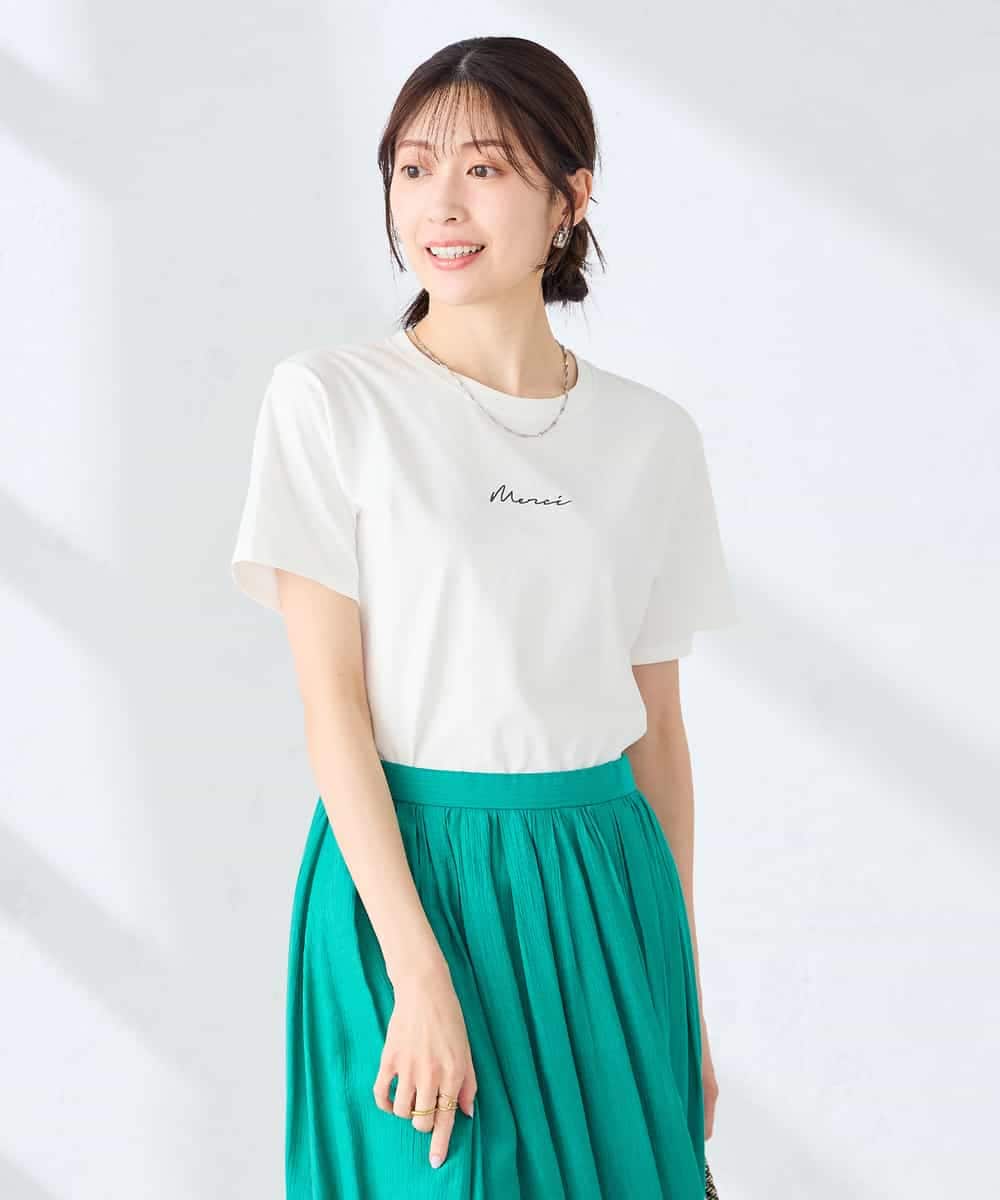 K2KHD54029 a.v.v(アー・ヴェ・ヴェ) 【接触冷感/UVカット/コットン100%】コンパクトロゴTシャツ グレージュ
