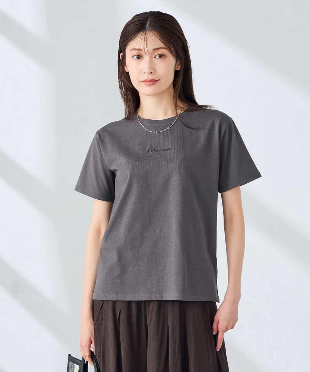 K2KHD54029 a.v.v(アー・ヴェ・ヴェ) 【接触冷感/UVカット/コットン100%】コンパクトロゴTシャツ グレージュ