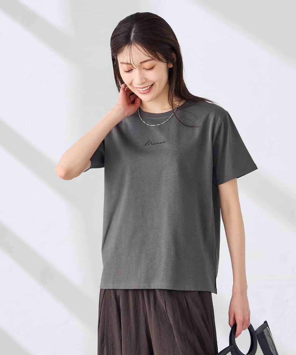 K2KHD54029 a.v.v(アー・ヴェ・ヴェ) 【接触冷感/UVカット/コットン100%】コンパクトロゴTシャツ グレージュ