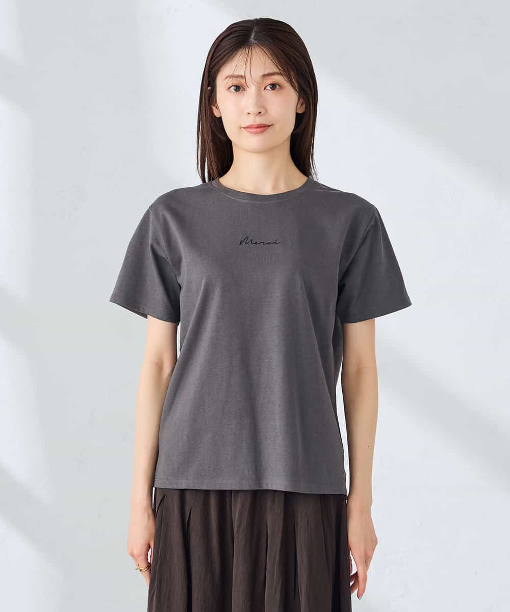 K2KHD54029 a.v.v(アー・ヴェ・ヴェ) 【接触冷感/UVカット/コットン100%】コンパクトロゴTシャツ グレージュ