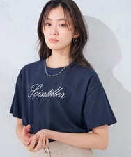K2KHD55029 a.v.v(アー・ヴェ・ヴェ) 【接触冷感/UVカット/コットン100%】ロゴゆるTシャツ ネイビー