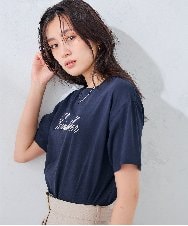 K2KHD55029 a.v.v(アー・ヴェ・ヴェ) 【接触冷感/UVカット/コットン100%】ロゴゆるTシャツ ネイビー