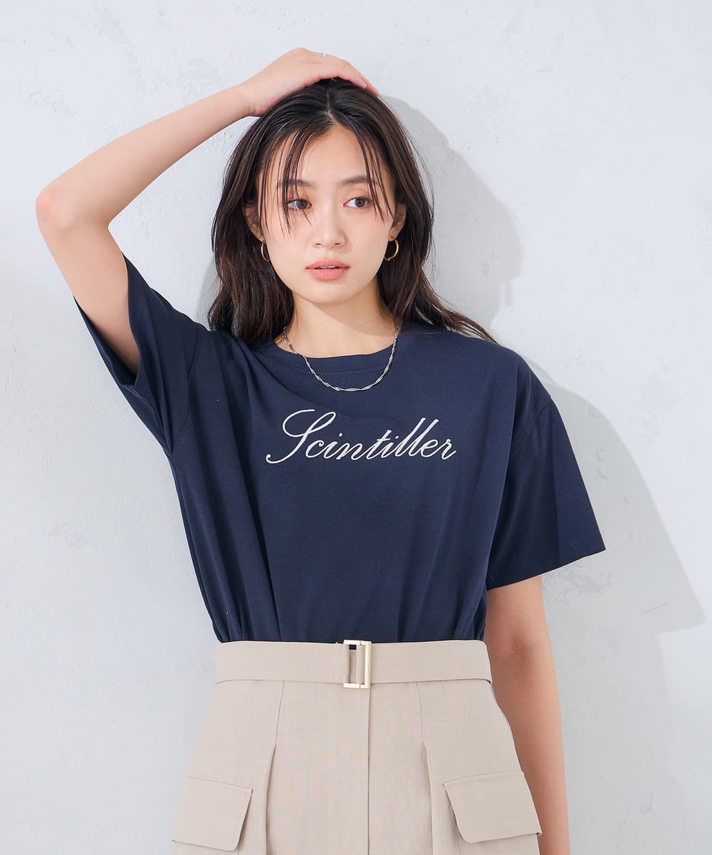 K2KHD55029 a.v.v(アー・ヴェ・ヴェ) 【接触冷感/UVカット/コットン100%】ロゴゆるTシャツ ネイビー