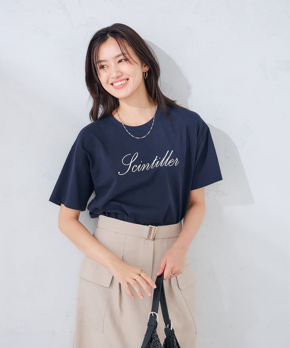 K2KHD55029 a.v.v(アー・ヴェ・ヴェ) 【接触冷感/UVカット/コットン100%】ロゴゆるTシャツ ネイビー