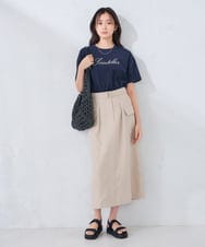 K2KHD55029 a.v.v(アー・ヴェ・ヴェ) 【接触冷感/UVカット/コットン100%】ロゴゆるTシャツ ネイビー