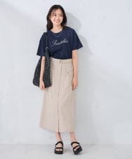 K2KHD55029 a.v.v(アー・ヴェ・ヴェ) 【接触冷感/UVカット/コットン100%】ロゴゆるTシャツ ネイビー