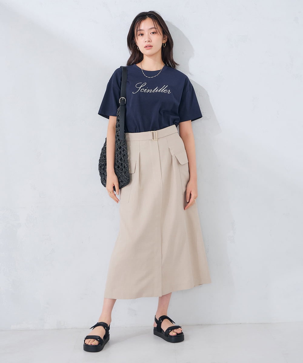 K2KHD55029 a.v.v(アー・ヴェ・ヴェ) 【接触冷感/UVカット/コットン100%】ロゴゆるTシャツ ネイビー