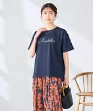 K2KHD55029 a.v.v(アー・ヴェ・ヴェ) 【接触冷感/UVカット/コットン100%】ロゴゆるTシャツ ネイビー
