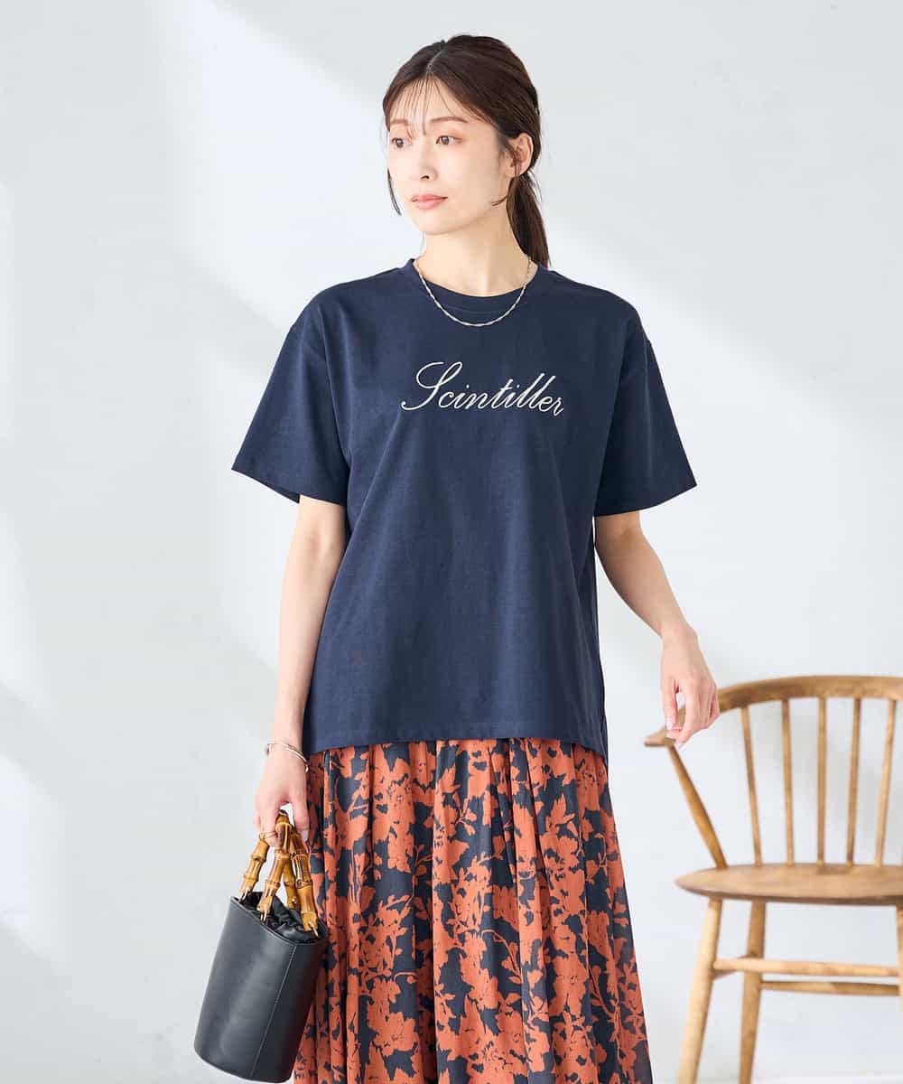 K2KHD55029 a.v.v(アー・ヴェ・ヴェ) 【接触冷感/UVカット/コットン100%】ロゴゆるTシャツ ネイビー