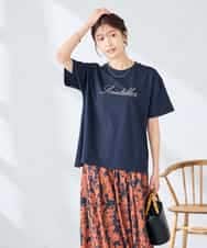 K2KHD55029 a.v.v(アー・ヴェ・ヴェ) 【接触冷感/UVカット/コットン100%】ロゴゆるTシャツ ネイビー
