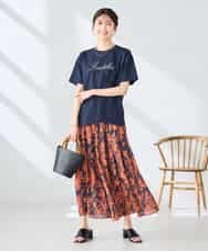 K2KHD55029 a.v.v(アー・ヴェ・ヴェ) 【接触冷感/UVカット/コットン100%】ロゴゆるTシャツ ネイビー