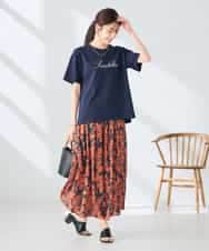 K2KHD55029 a.v.v(アー・ヴェ・ヴェ) 【接触冷感/UVカット/コットン100%】ロゴゆるTシャツ ネイビー