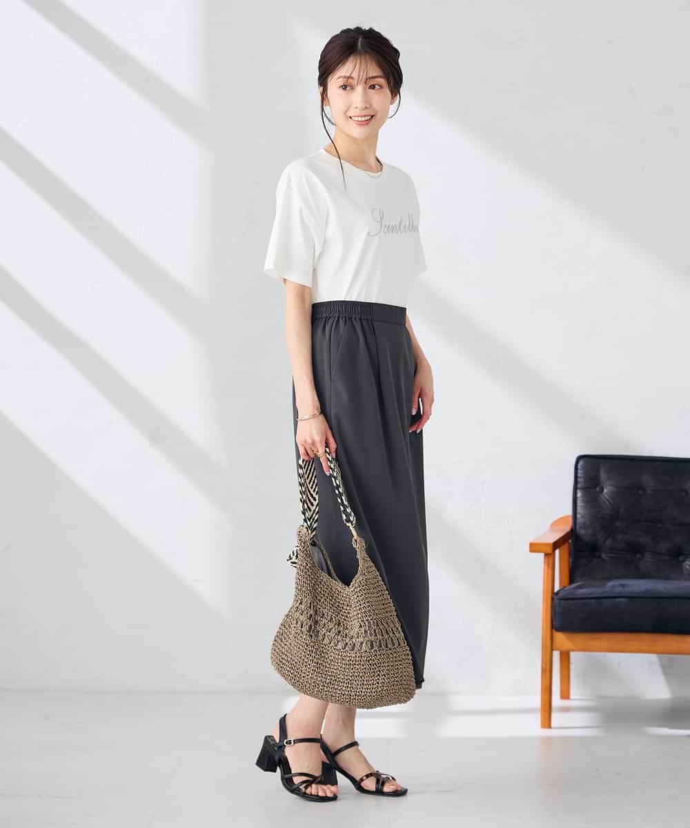 K2KHD55029 a.v.v(アー・ヴェ・ヴェ) 【接触冷感/UVカット/コットン100%】ロゴゆるTシャツ ネイビー