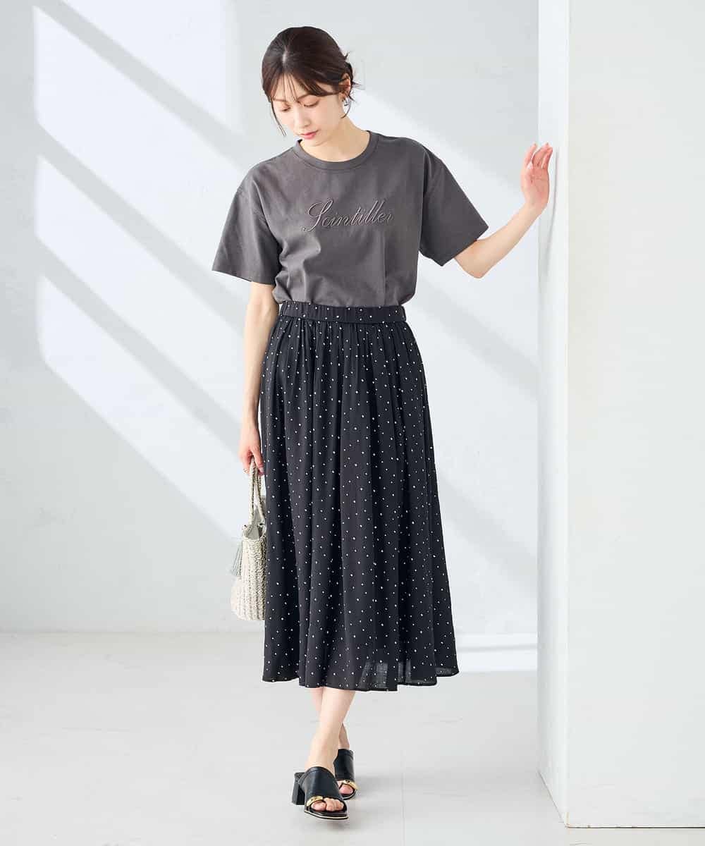 K2KHD55029 a.v.v(アー・ヴェ・ヴェ) 【接触冷感/UVカット/コットン100%】ロゴゆるTシャツ ネイビー