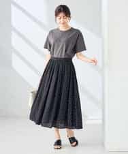 K2KHD55029 a.v.v(アー・ヴェ・ヴェ) 【接触冷感/UVカット/コットン100%】ロゴゆるTシャツ ネイビー