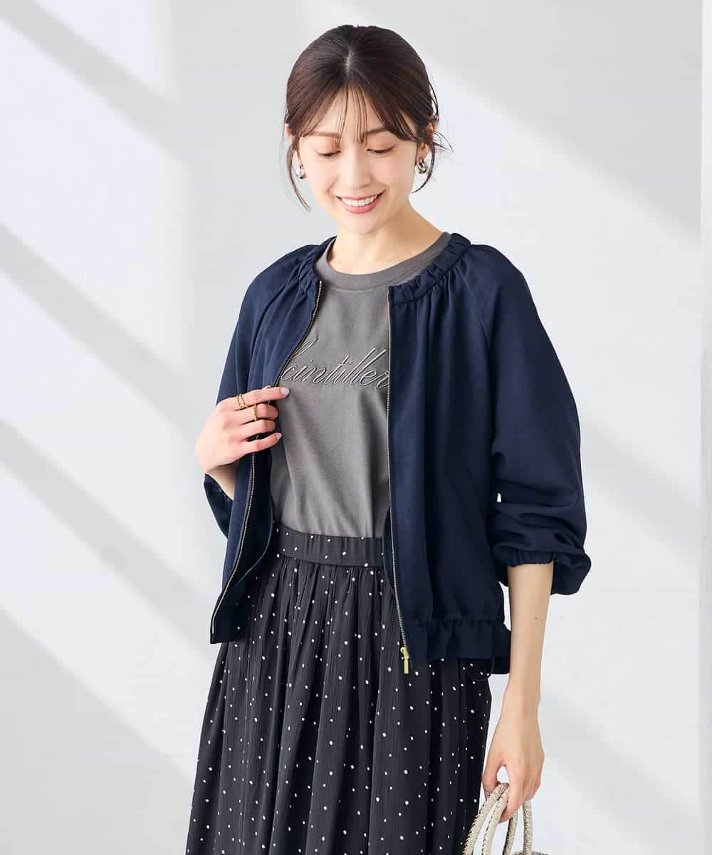 K2KHD55029 a.v.v(アー・ヴェ・ヴェ) 【接触冷感/UVカット/コットン100%】ロゴゆるTシャツ ネイビー