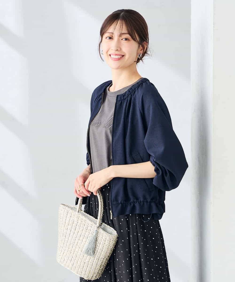 K2KHD55029 a.v.v(アー・ヴェ・ヴェ) 【接触冷感/UVカット/コットン100%】ロゴゆるTシャツ ネイビー