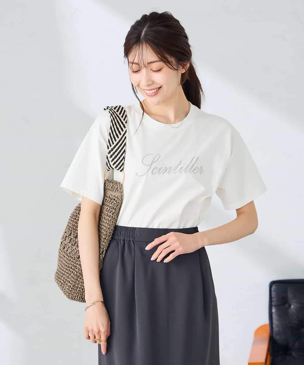 K2KHD55029 a.v.v(アー・ヴェ・ヴェ) 【接触冷感/UVカット/コットン100%】ロゴゆるTシャツ ホワイト