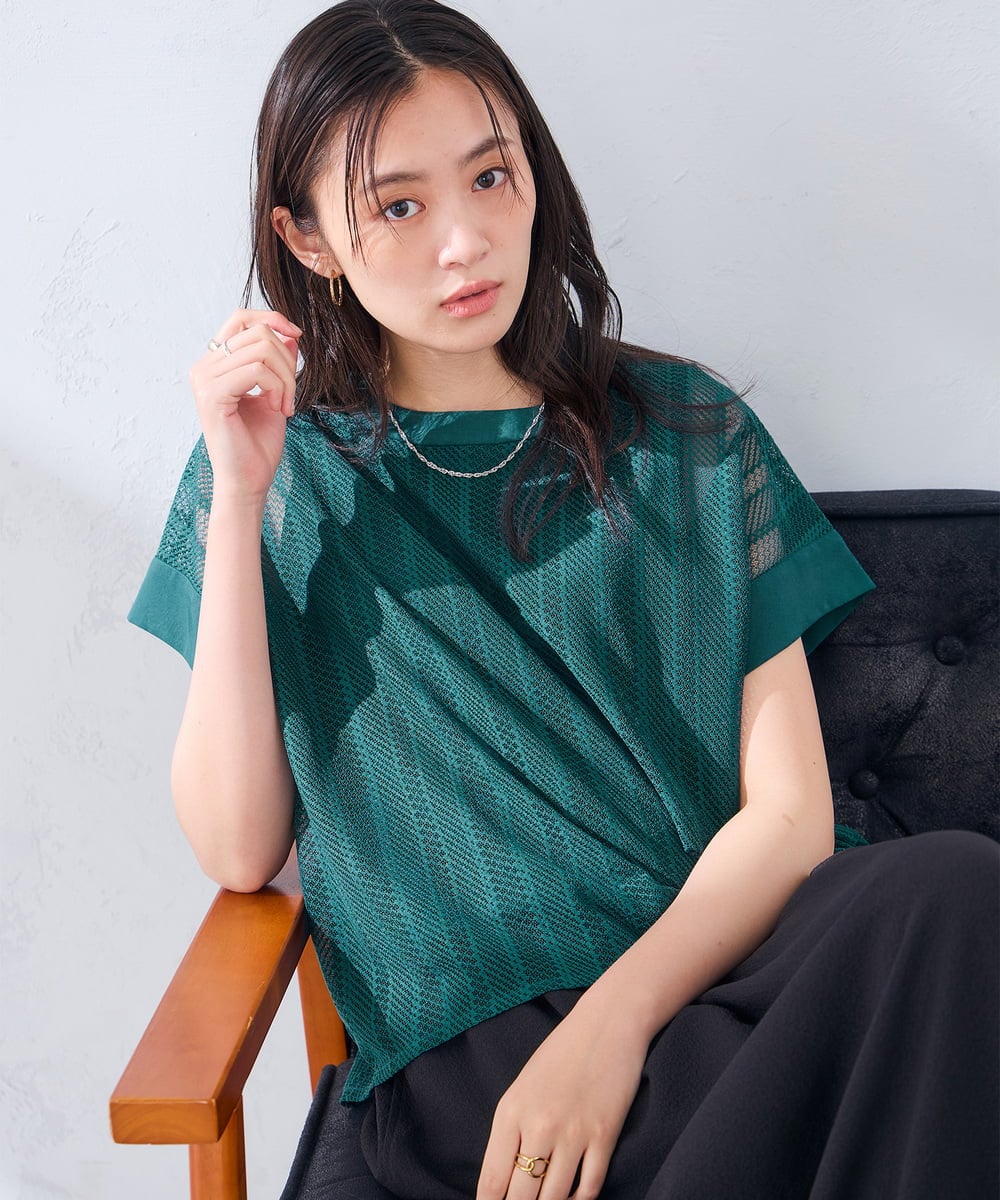 幾何レースレイヤードトップス(カットソー・Tシャツ) | a.v.v(アー