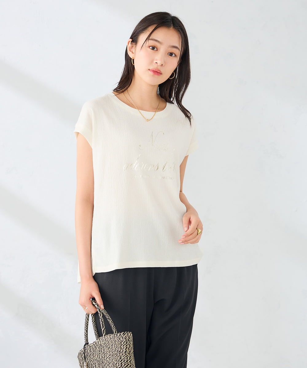 K2KHD64039 a.v.v(アー・ヴェ・ヴェ) 楊柳プリントTシャツ オフホワイト