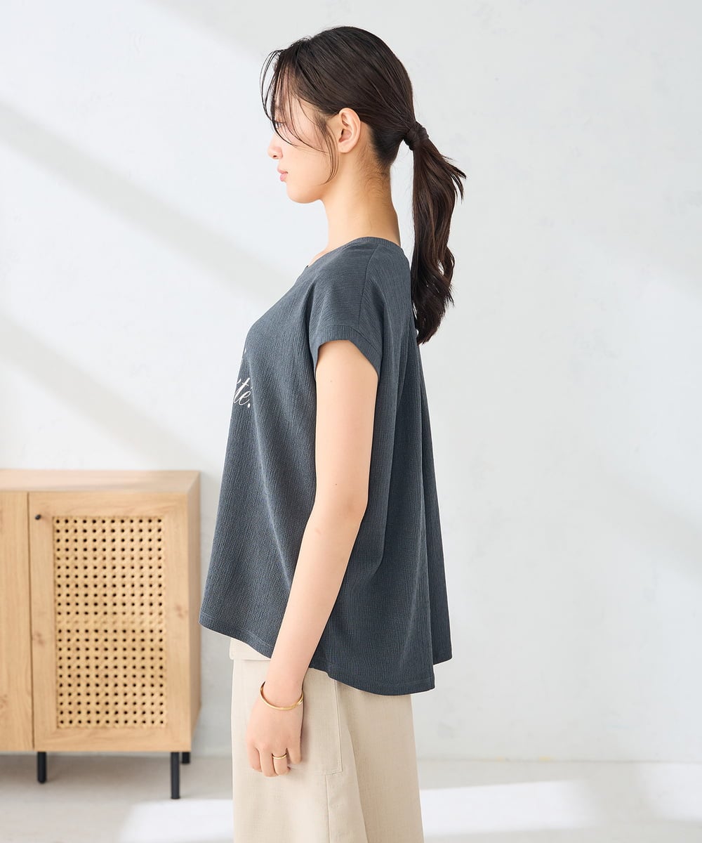 K2KHD64039 a.v.v(アー・ヴェ・ヴェ) 楊柳プリントTシャツ ダークグレー