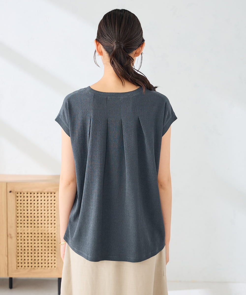 K2KHD64039 a.v.v(アー・ヴェ・ヴェ) 楊柳プリントTシャツ ダークグレー