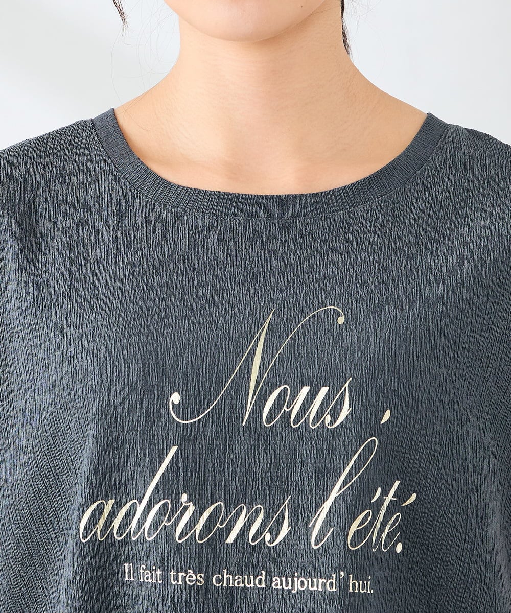 K2KHD64039 a.v.v(アー・ヴェ・ヴェ) 楊柳プリントTシャツ ダークグレー
