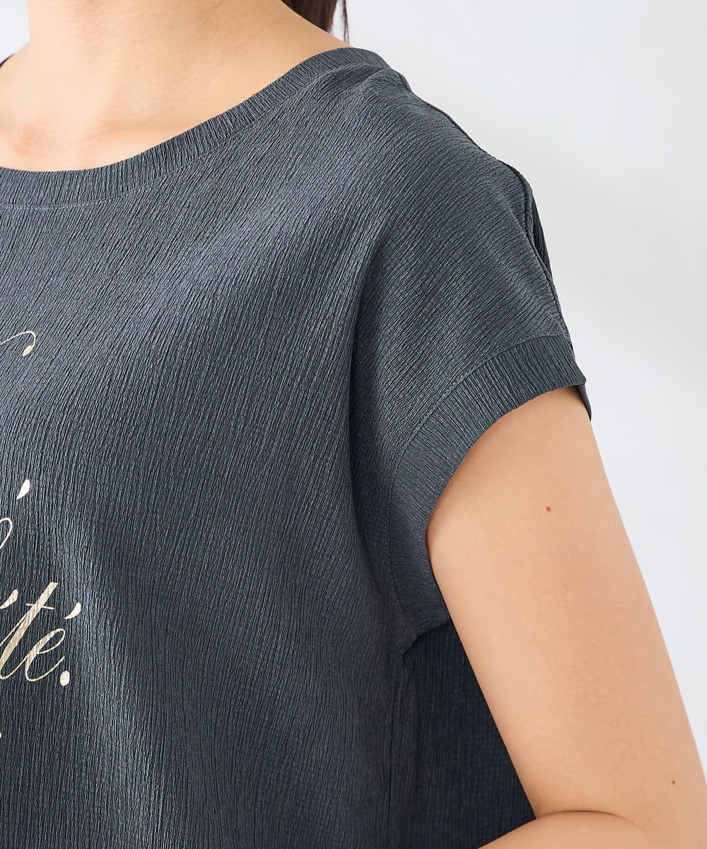 K2KHD64039 a.v.v(アー・ヴェ・ヴェ) 楊柳プリントTシャツ ダークグレー