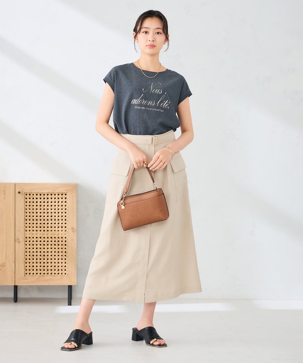 K2KHD64039 a.v.v(アー・ヴェ・ヴェ) 楊柳プリントTシャツ ダークグレー