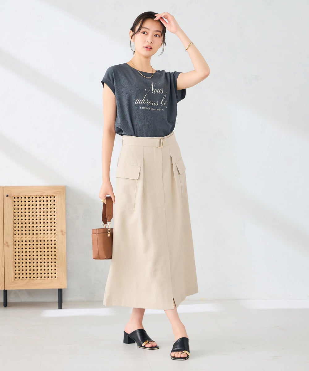K2KHD64039 a.v.v(アー・ヴェ・ヴェ) 楊柳プリントTシャツ ダークグレー