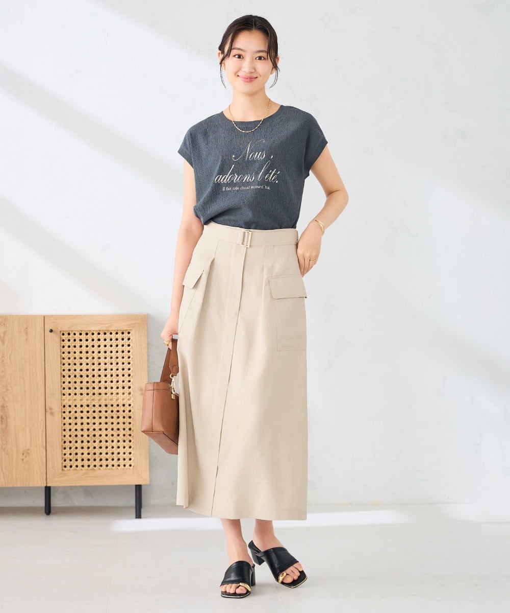 K2KHD64039 a.v.v(アー・ヴェ・ヴェ) 楊柳プリントTシャツ ダークグレー