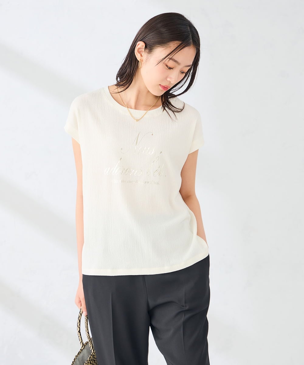 K2KHD64039 a.v.v(アー・ヴェ・ヴェ) 楊柳プリントTシャツ ダークグレー