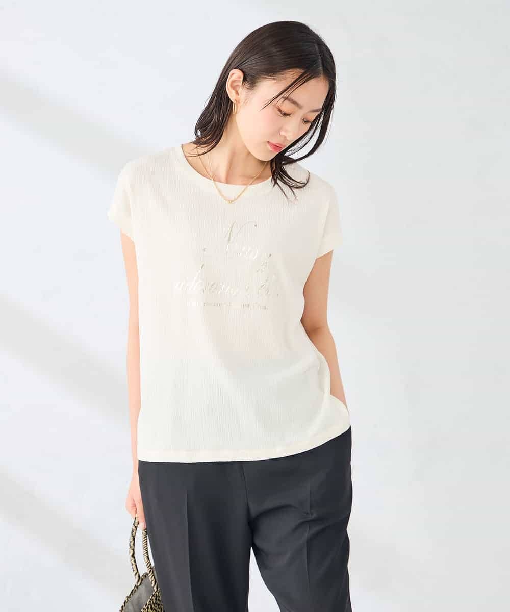 K2KHD64039 a.v.v(アー・ヴェ・ヴェ) 楊柳プリントTシャツ アイボリー