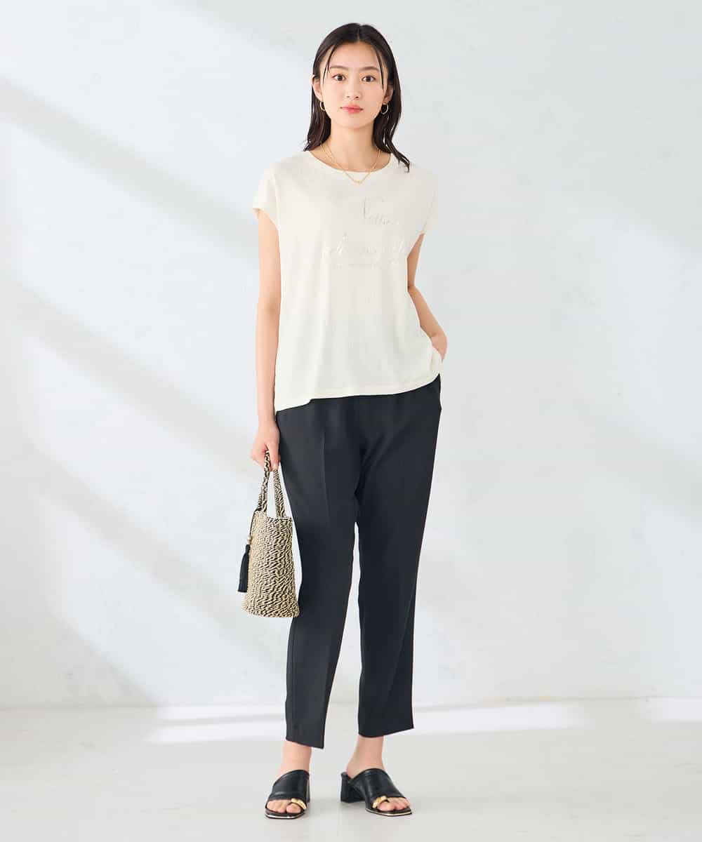K2KHD64039 a.v.v(アー・ヴェ・ヴェ) 楊柳プリントTシャツ アイボリー