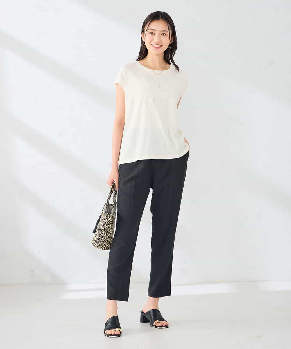 K2KHD64039 a.v.v(アー・ヴェ・ヴェ) 楊柳プリントTシャツ アイボリー