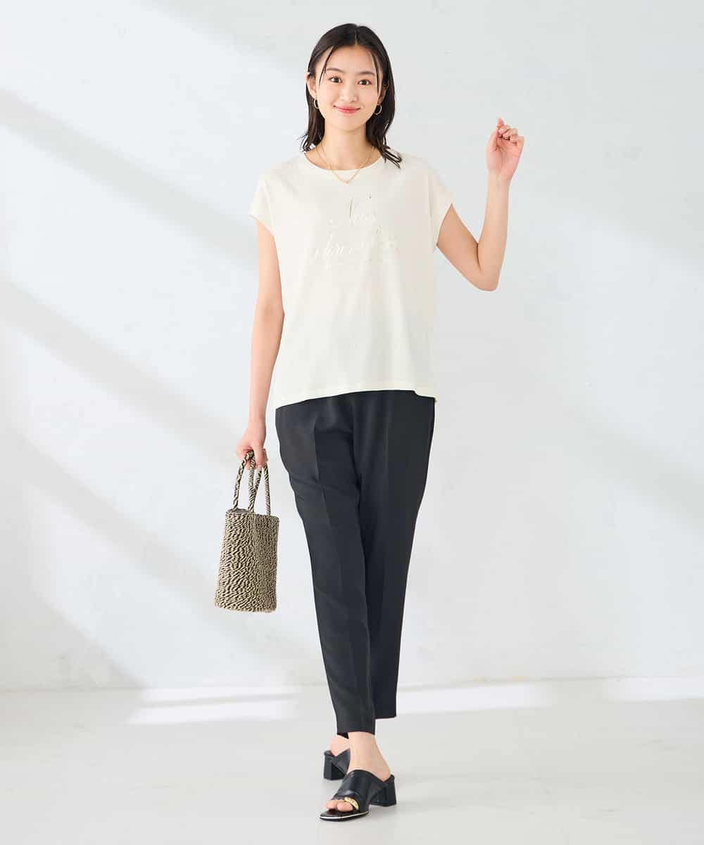 K2KHD64039 a.v.v(アー・ヴェ・ヴェ) 楊柳プリントTシャツ アイボリー