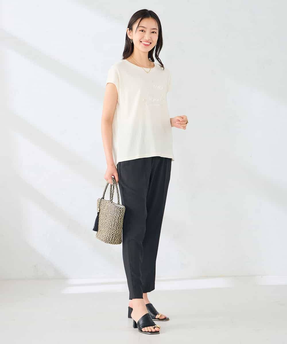 K2KHD64039 a.v.v(アー・ヴェ・ヴェ) 楊柳プリントTシャツ アイボリー