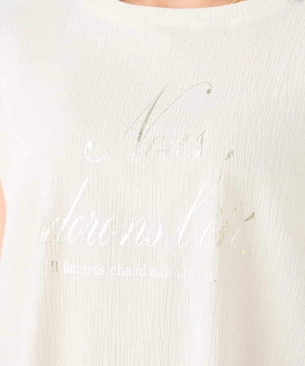 K2KHD64039 a.v.v(アー・ヴェ・ヴェ) 楊柳プリントTシャツ アイボリー