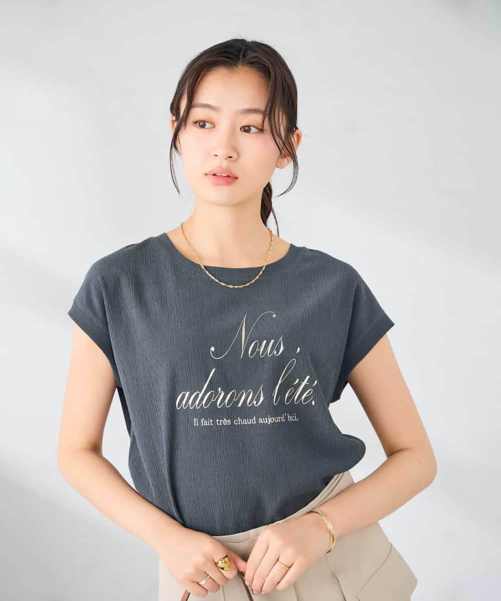 K2KHD64039 a.v.v(アー・ヴェ・ヴェ) 楊柳プリントTシャツ アイボリー