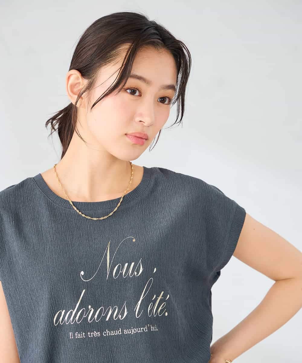 K2KHD64039 a.v.v(アー・ヴェ・ヴェ) 楊柳プリントTシャツ アイボリー