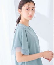 K2KHD68044 a.v.v(アー・ヴェ・ヴェ) 【接触冷感/UVカット】シアー切替フレアスリーブトップス ブルー