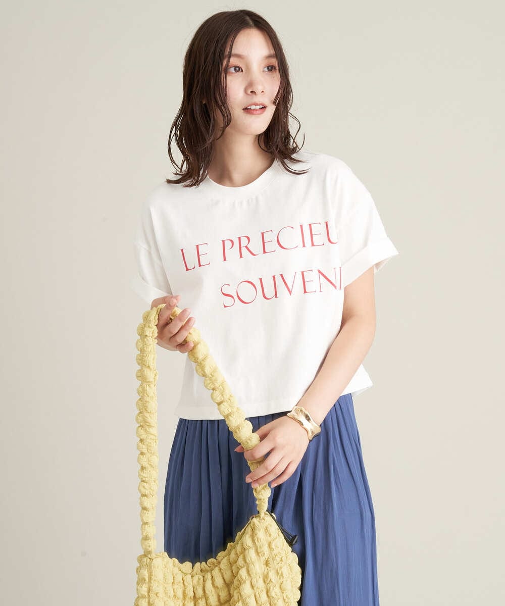 K2KHS60029 a.v.v(アー・ヴェ・ヴェ) クロップド丈ロゴTシャツ ダークグレー