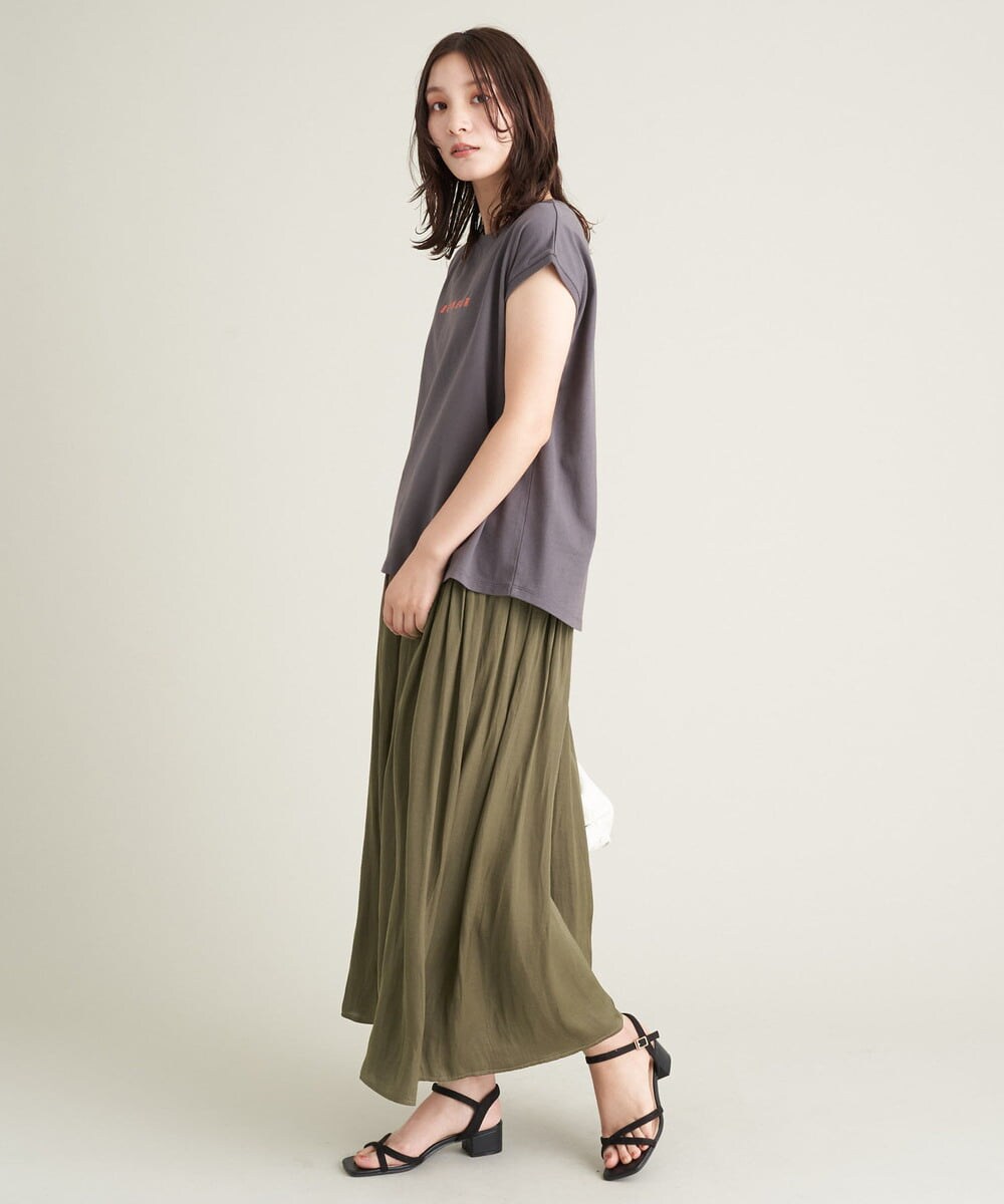 K2KHS67029 a.v.v(アー・ヴェ・ヴェ) ワイドノースリーブロゴTシャツ ダークグレー