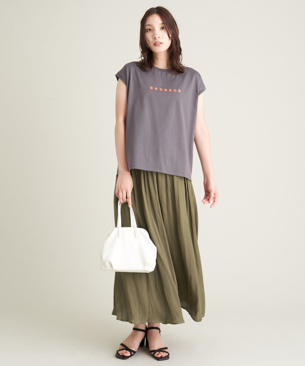 K2KHS67029 a.v.v(アー・ヴェ・ヴェ) ワイドノースリーブロゴTシャツ ダークグレー