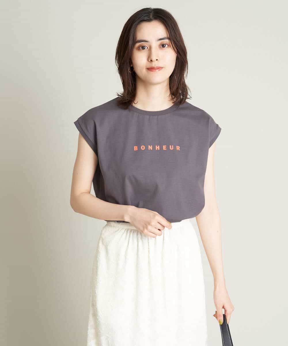 K2KHS67029 a.v.v(アー・ヴェ・ヴェ) ワイドノースリーブロゴTシャツ ダークグレー