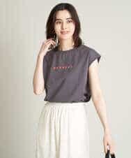 K2KHS67029 a.v.v(アー・ヴェ・ヴェ) ワイドノースリーブロゴTシャツ ダークグレー