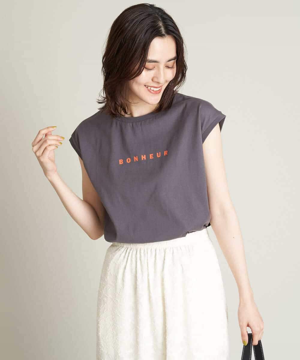 K2KHS67029 a.v.v(アー・ヴェ・ヴェ) ワイドノースリーブロゴTシャツ ダークグレー