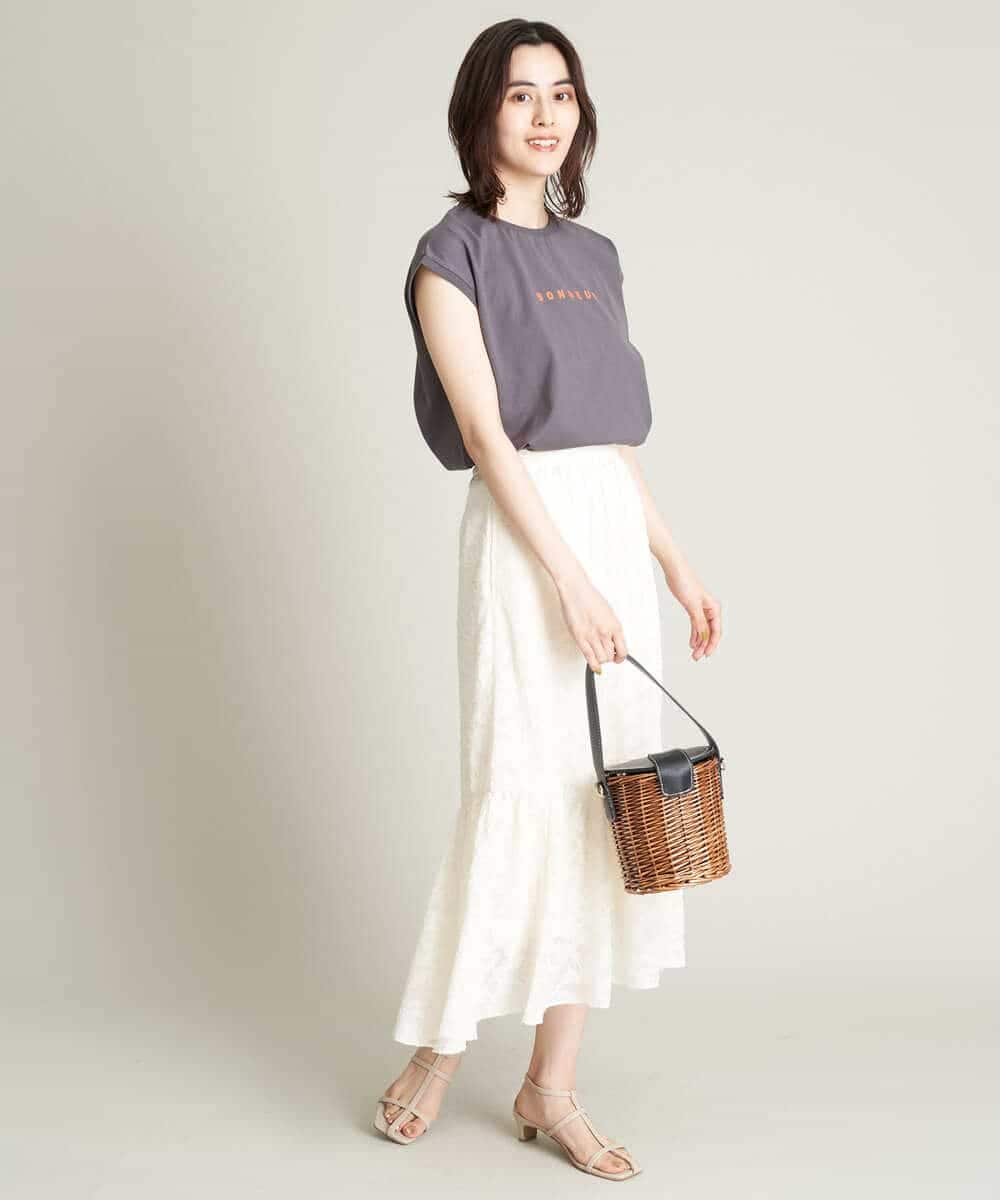 K2KHS67029 a.v.v(アー・ヴェ・ヴェ) ワイドノースリーブロゴTシャツ ダークグレー