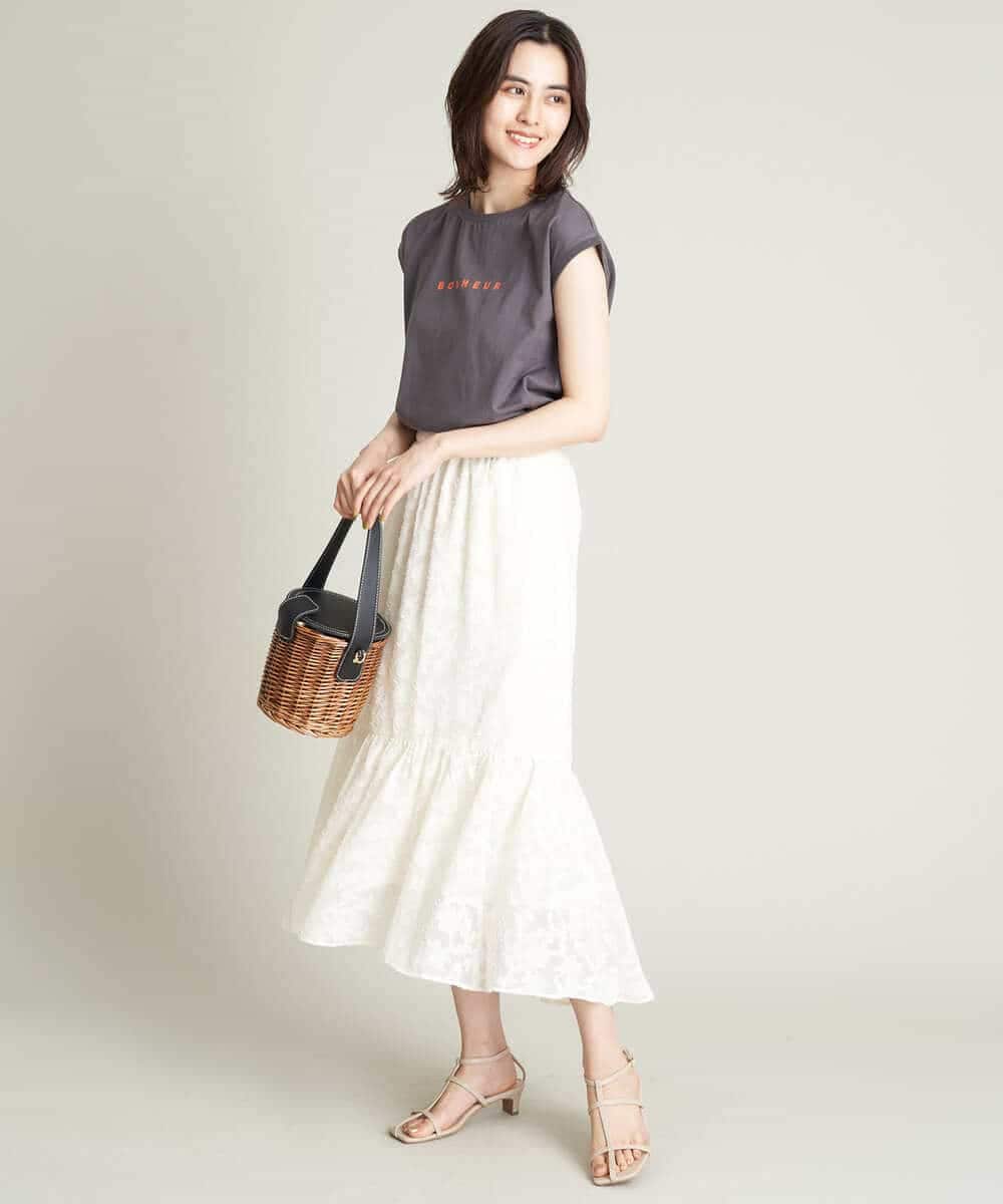 K2KHS67029 a.v.v(アー・ヴェ・ヴェ) ワイドノースリーブロゴTシャツ ダークグレー